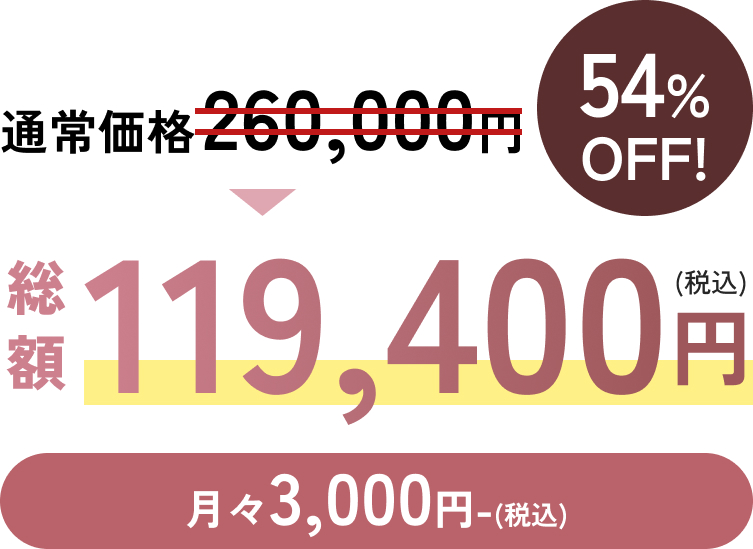 通常価格が54%off! 月々3,000円~